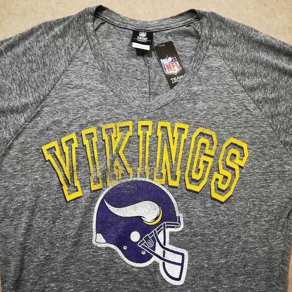 NFL Minnesota Vikings Gray and Purple Short Sleeve Women's T-shirt #7 - Picture 3 of 6